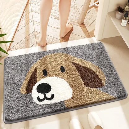 Bathroom Water-Absorbing Rug Cute Anti-Slip Imitation Cashmere
