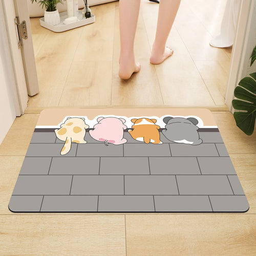 Cartoon Soft Diatomaceous Bathroom Absorbent Floor Mat