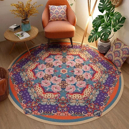 Vintage Bohemian Ethnic Style Circular Printed Carpet