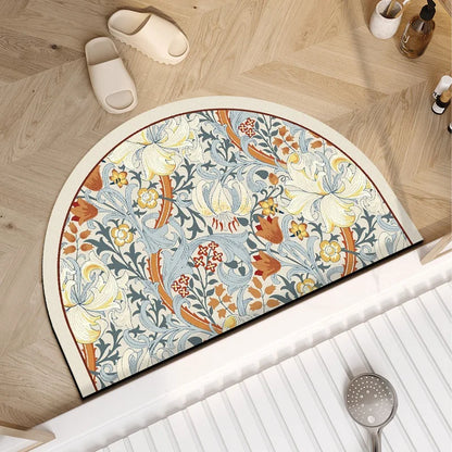 American Retro Semi-Circular Bathroom Diatomite Absorbent Floor Mats