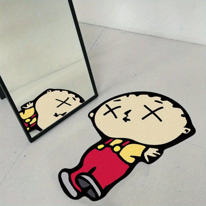 Cartoon Character Fleece Irregular Living Room Sofa Throw Rug