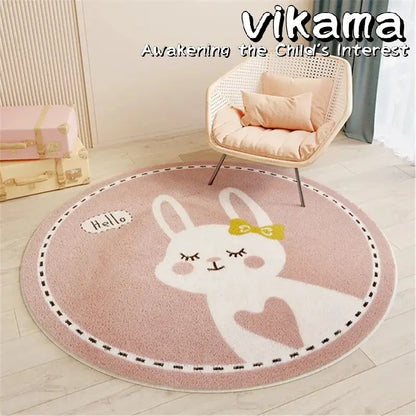 Cartoon Animal Imitation Cashmere Round Carpet