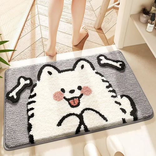 Bathroom Water-Absorbing Rug Cute Anti-Slip Imitation Cashmere