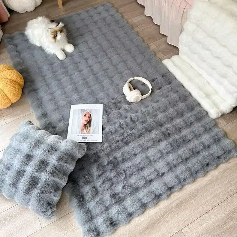 1PC Bubble Plush Faux Rabbit Fur Carpet For Home Decor