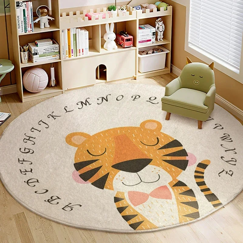 Cartoon Style Bedroom Decor Lion Pattern Carpet