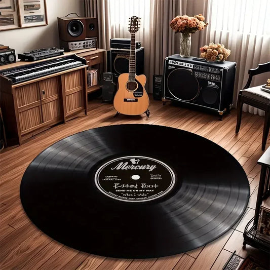 Vintage Record Floor Mat Non Slip Stain Resistant Soft