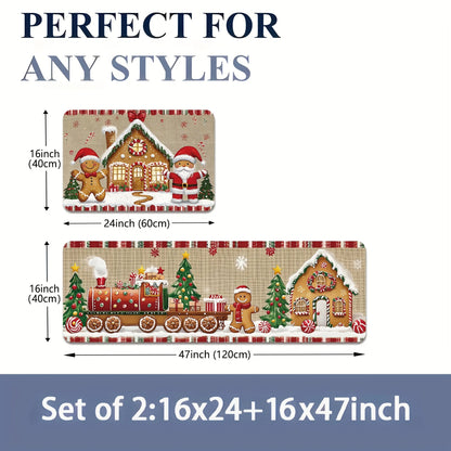 1/2PCS Christmas Kitchen Carpet