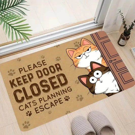 Whimsical Cat Welcome Doormat