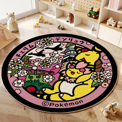 Cartoon Round Carpet Gaming Computer Chair Floor Mat