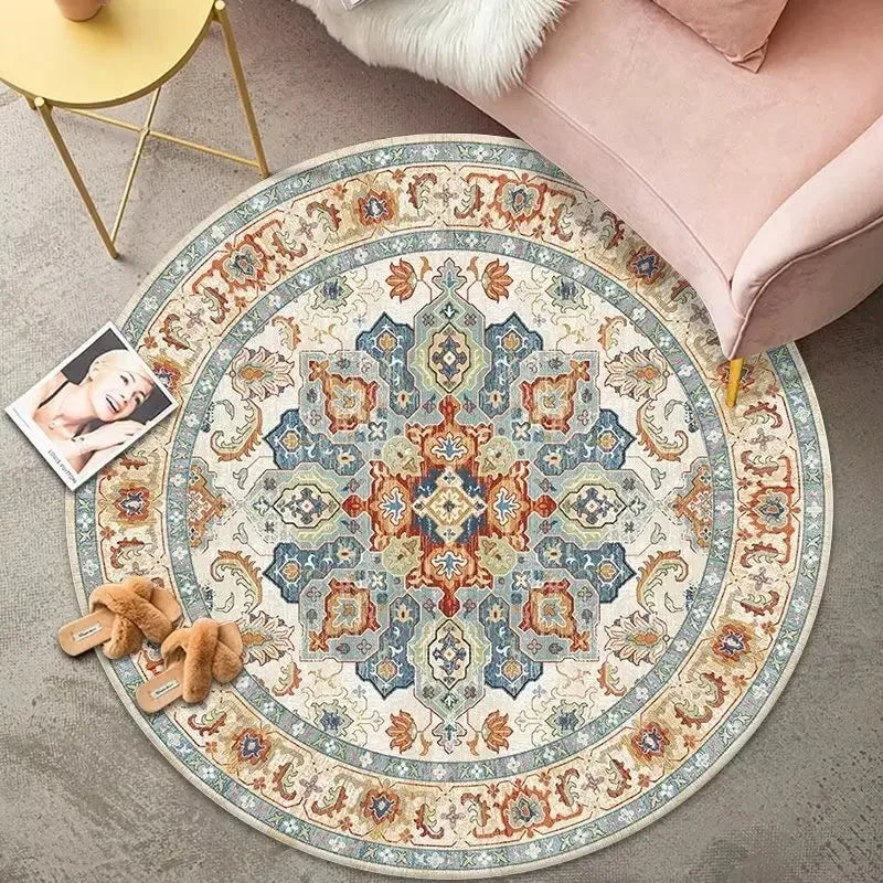 Vintage Bohemian Ethnic Style Circular Printed Carpet