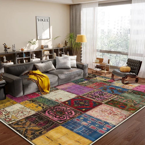 Boho Retro Living Room Carpet