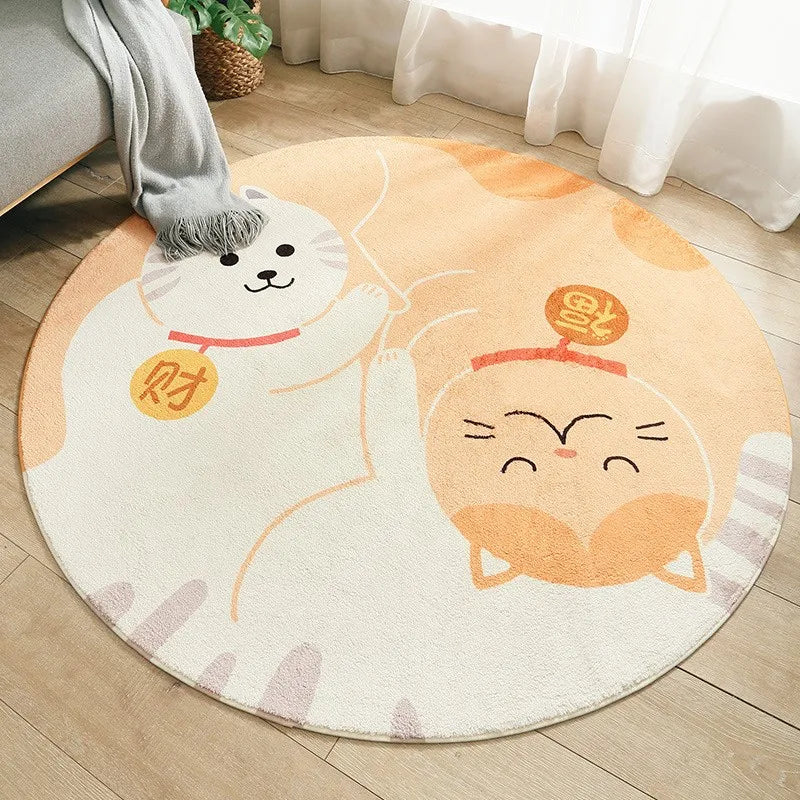 Nordic Style Carpets Cartoon Bedroom Decor Round Carpet