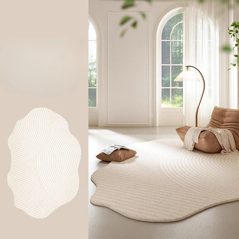 Cream Style Carpets Irregular Shapes Bedroom Decor Soft Carpet