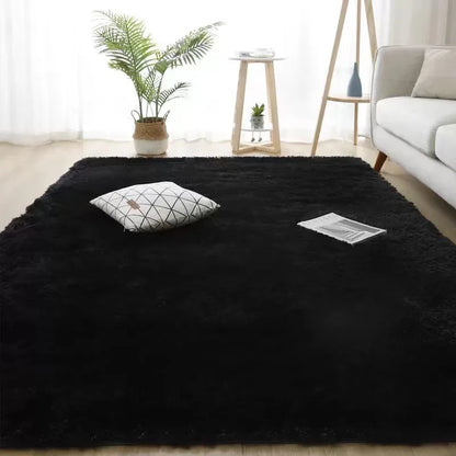 Black Area Plush for Bedroom Living Room Fluffy Rug