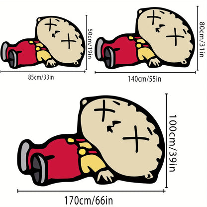 Cartoon Character Fleece Irregular Living Room Sofa Throw Rug