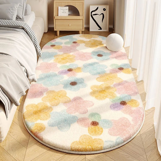 Flower Pattern Bedroom Decor Plush Carpet