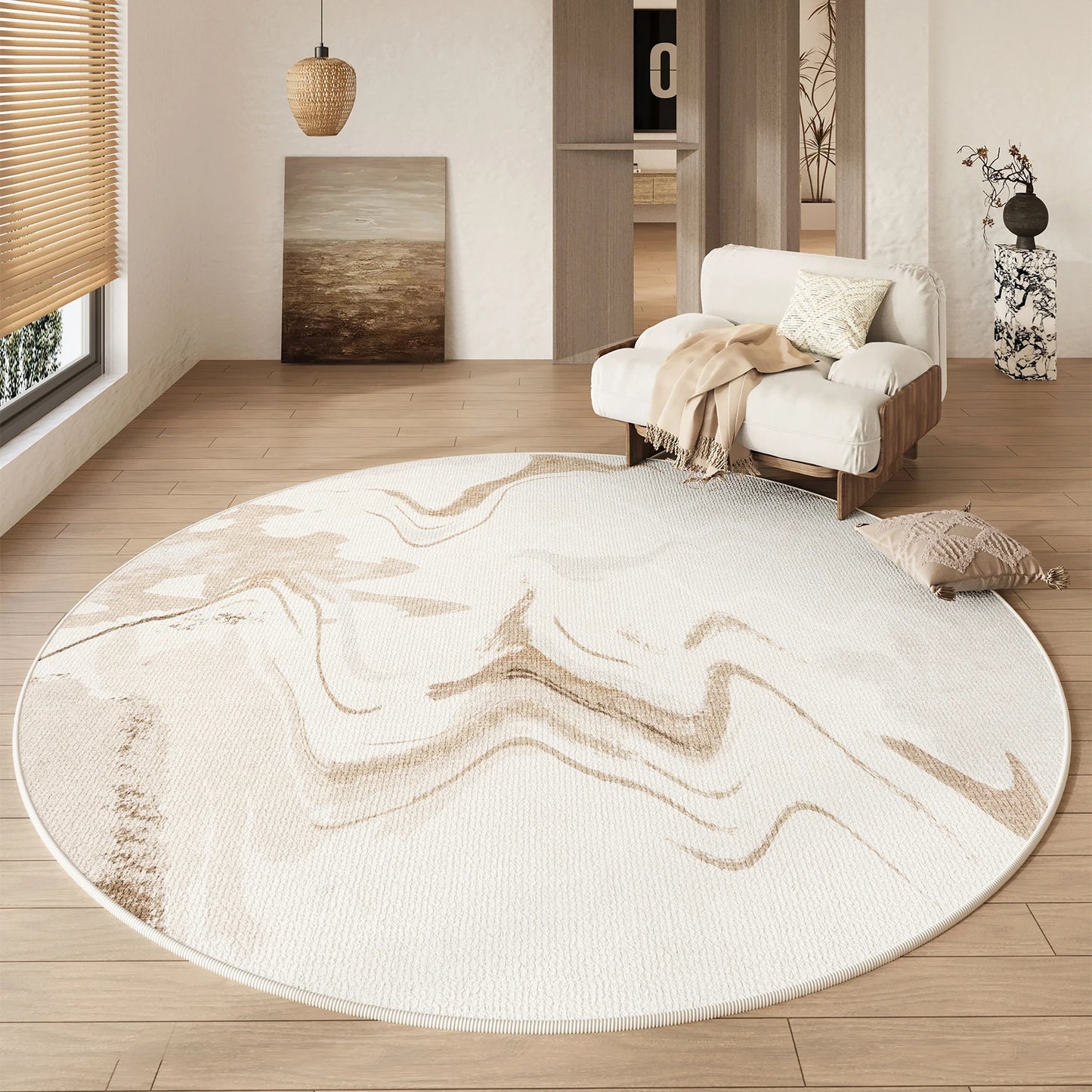 Cream Style Living Room Decoration Round Carpet