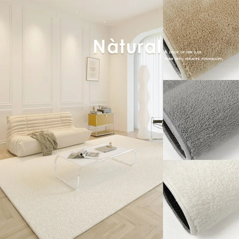 Japanese Minimalist Solid Color Plush Rugs