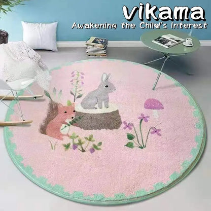 Cartoon Animal Imitation Cashmere Round Carpet