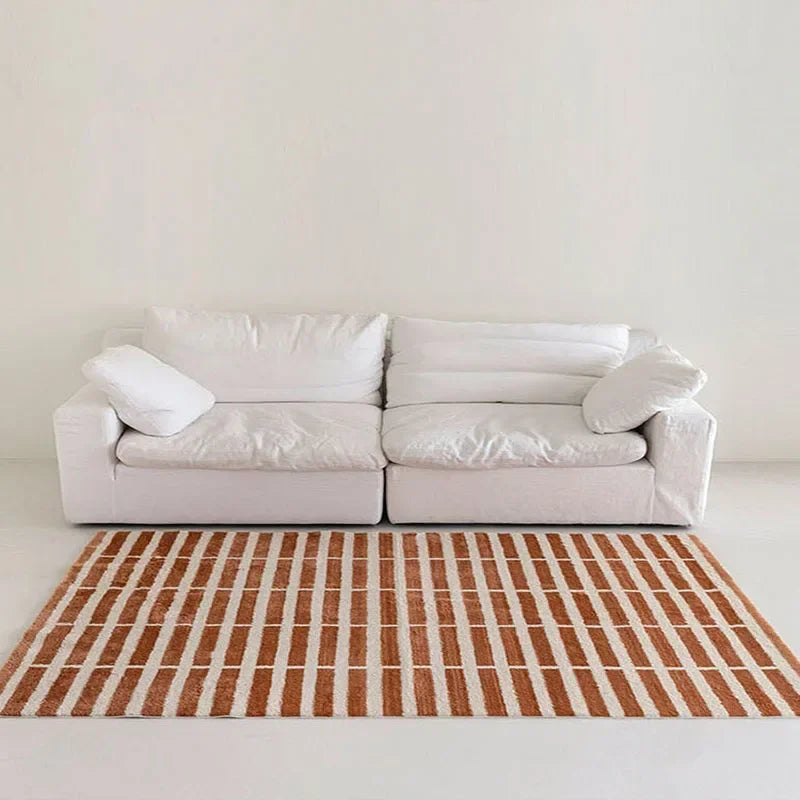 Retro Checkered Carpet Living Room Large Area Plush Rugs