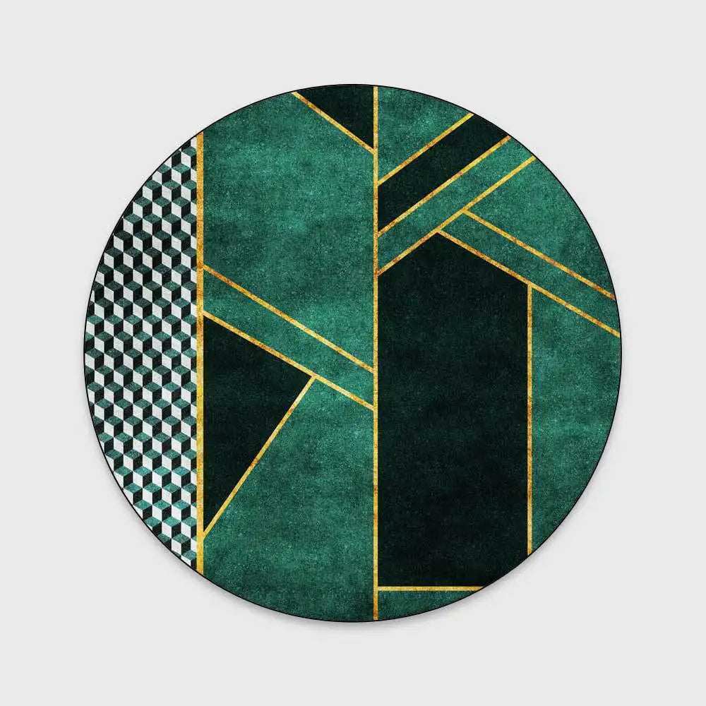 Light Luxury Rugs For Bedroom Dark Green Round Carpets
