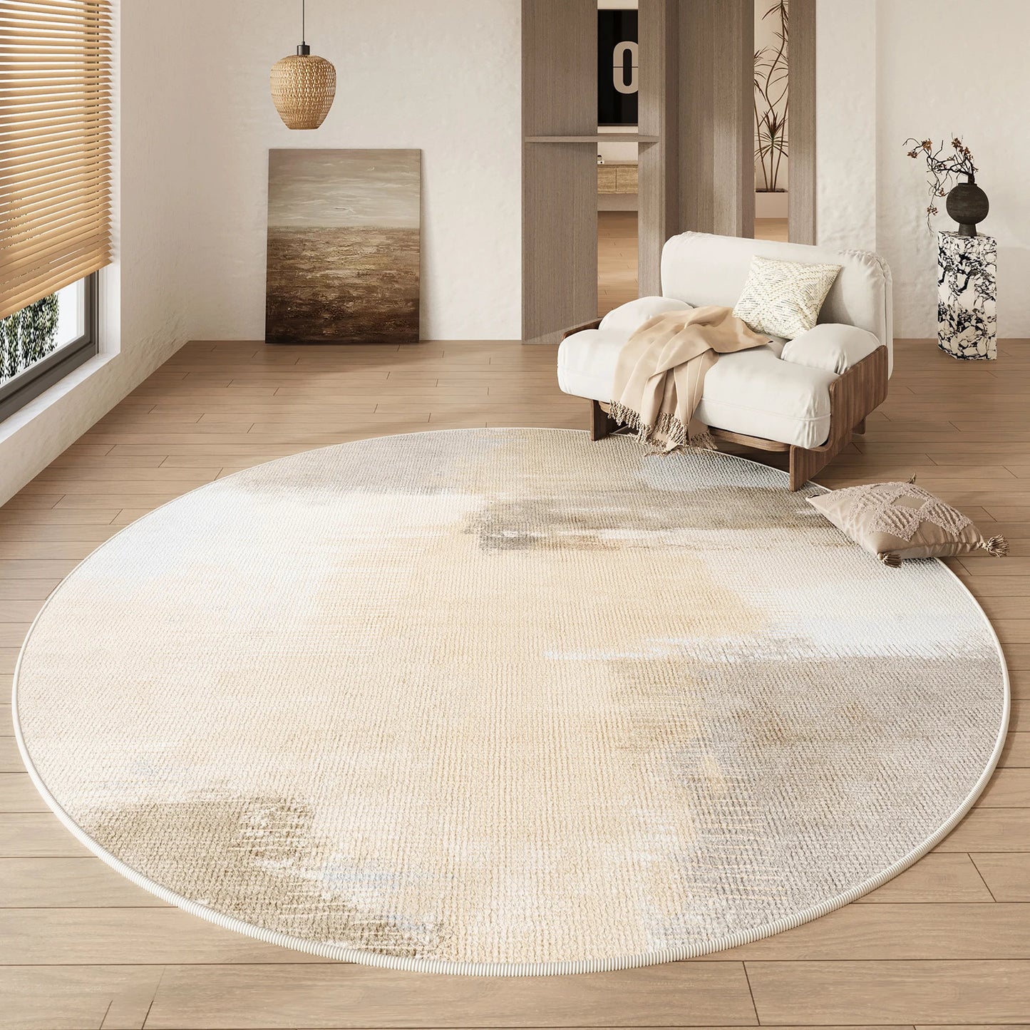 Cream Style Living Room Decoration Round Carpet