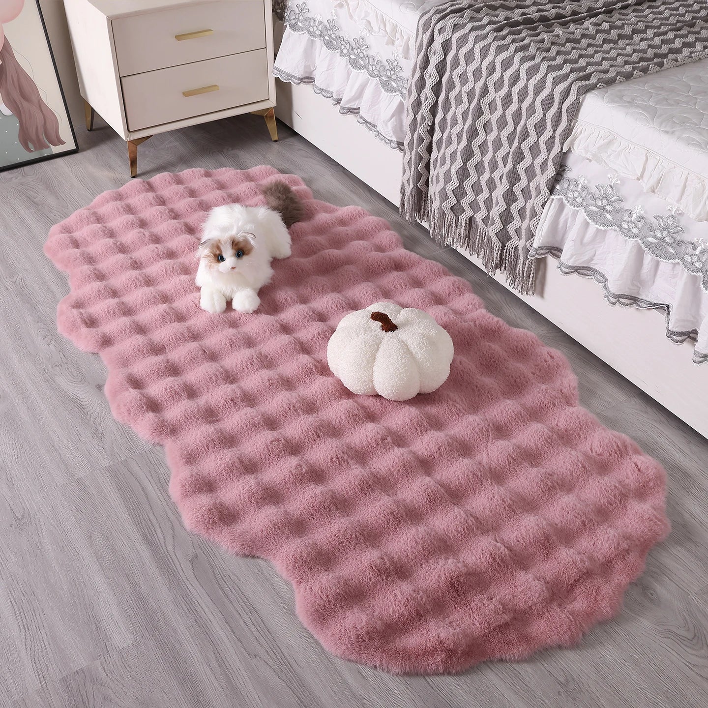 Bubble Velvet Faux Rabbit Fur Rug Ultra Soft