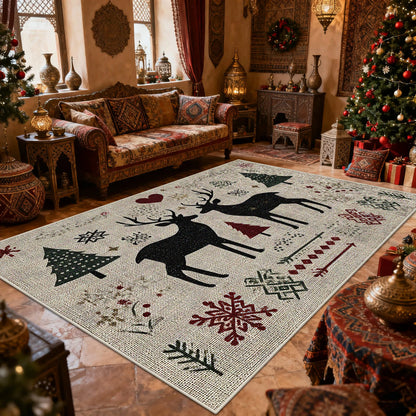 Bohemian Style Living Room Carpet Christmas Decoration