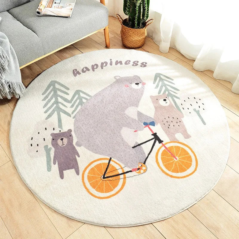 Nordic Style Carpets Cartoon Bedroom Decor Round Carpet