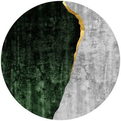Light Luxury Rugs For Bedroom Dark Green Round Carpets