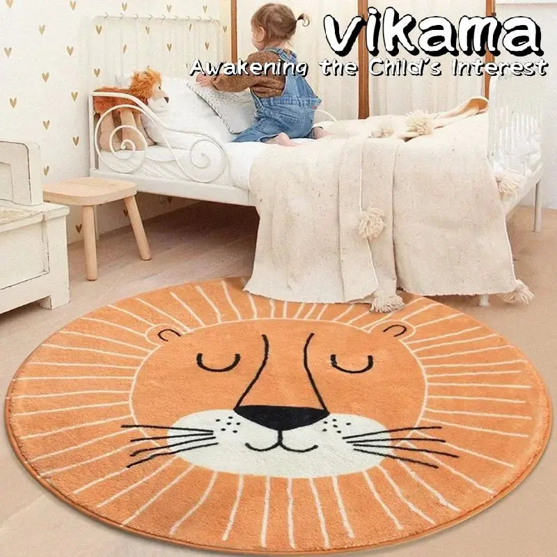 Cartoon Animal Imitation Cashmere Round Carpet