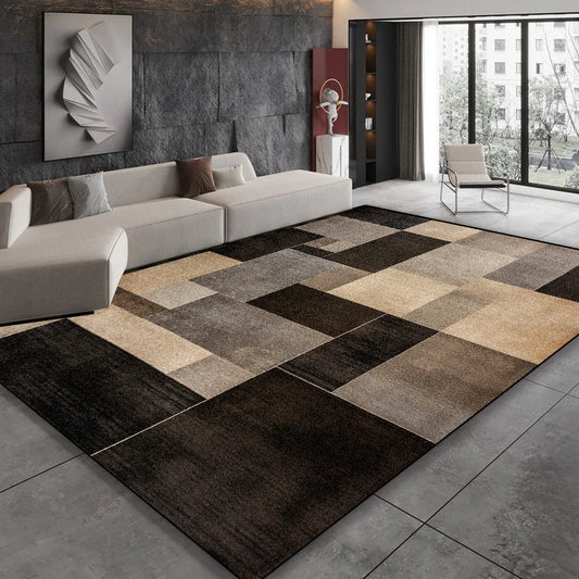 Modern Black Brown Geometry Carpet