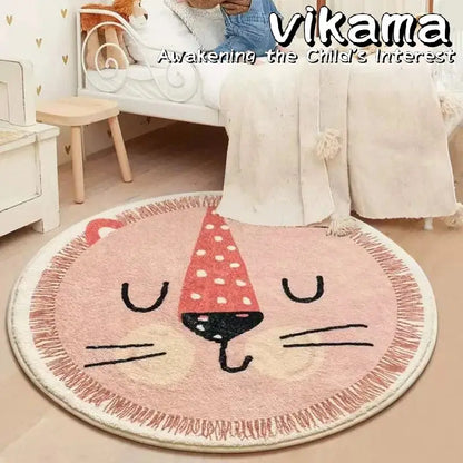 Cartoon Animal Imitation Cashmere Round Carpet