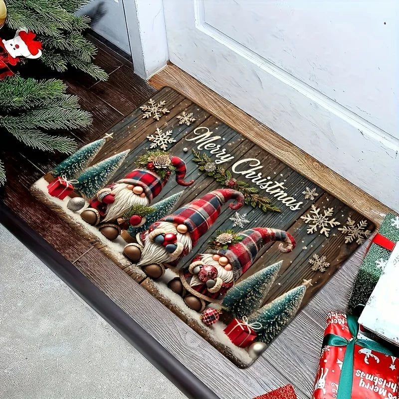 1PC Three Santa Claus Festive Christmas Rug
