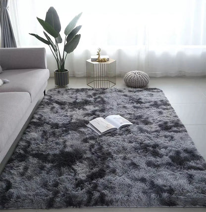 Black Area Plush for Bedroom Living Room Fluffy Rug