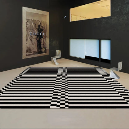 Light Luxury Rugs for Bedroom Black White Plaid