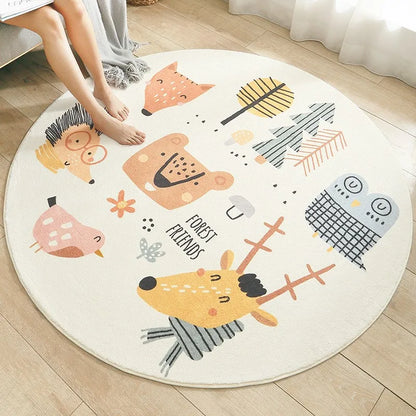 Nordic Style Carpets Cartoon Bedroom Decor Round Carpet