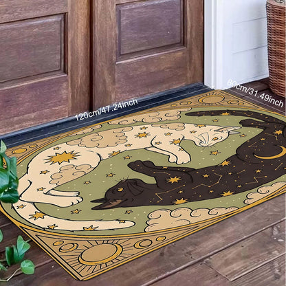 Yin Yang Cat Floor Mat Feature Doormat Soft Rug