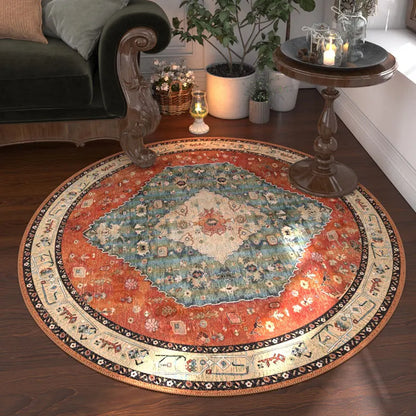 Nordic Style Bedroom Decor Round Carpet Retro American