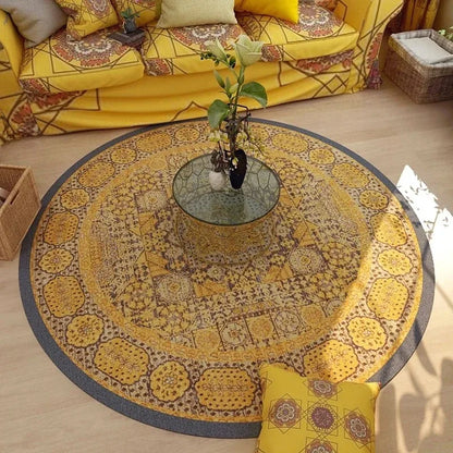 Vintage Bohemian Ethnic Style Circular Printed Carpet