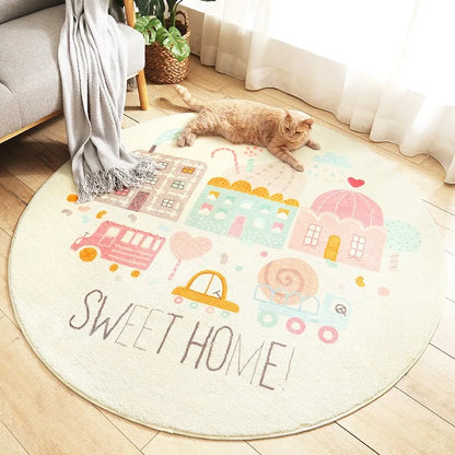 Nordic Style Carpets Cartoon Bedroom Decor Round Carpet