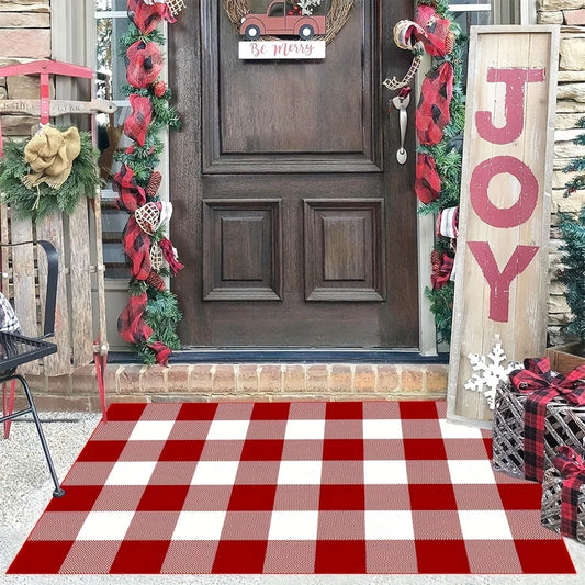 Christmas Checkered Outdoor Carpet