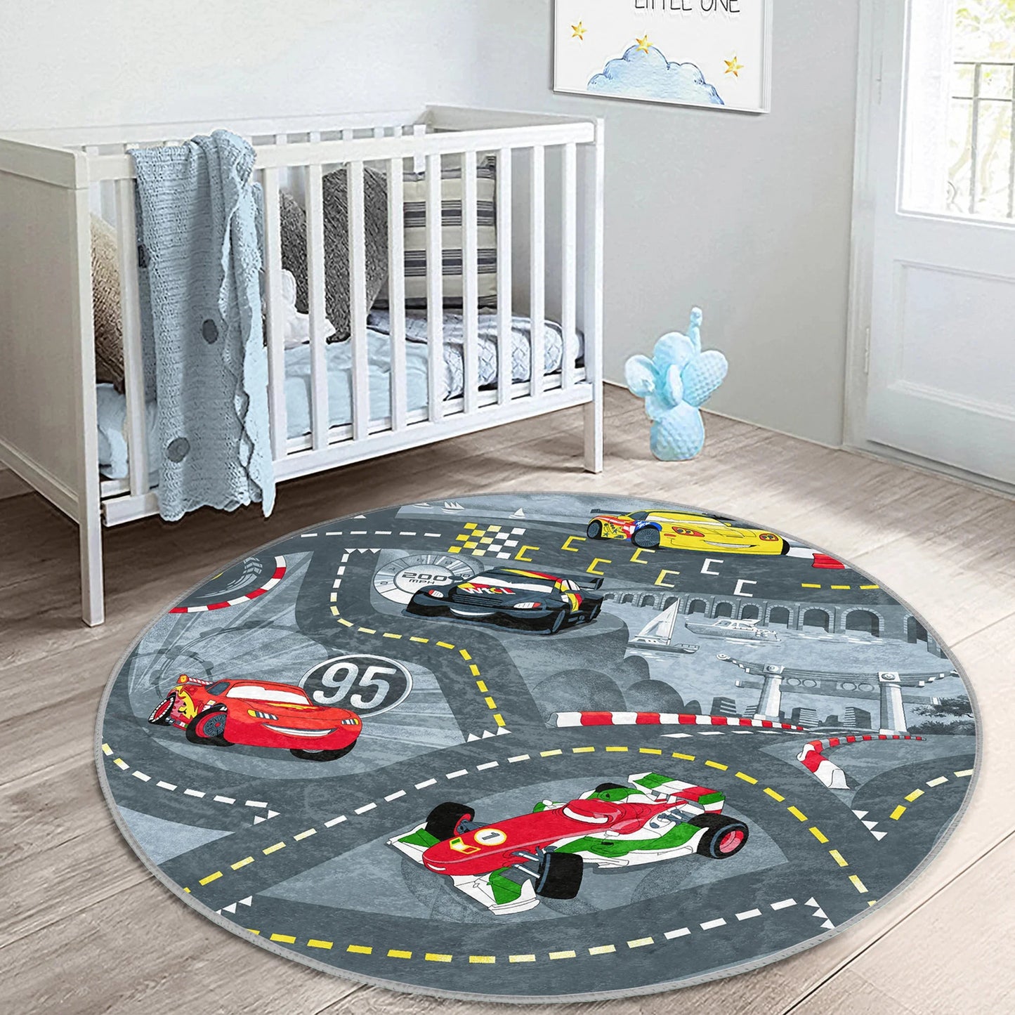 Cars Nursery Rug Cartoon Playmat for Kids Room