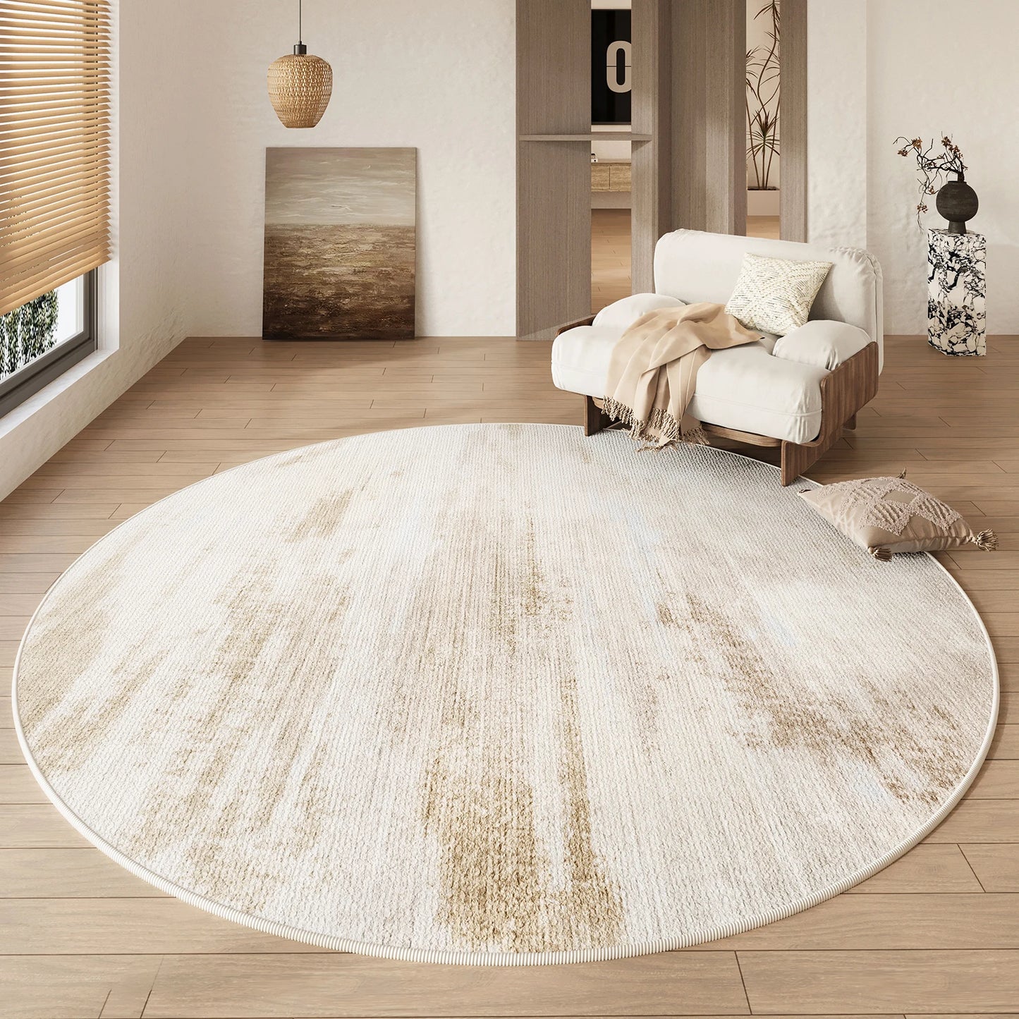 Cream Style Living Room Decoration Round Carpet