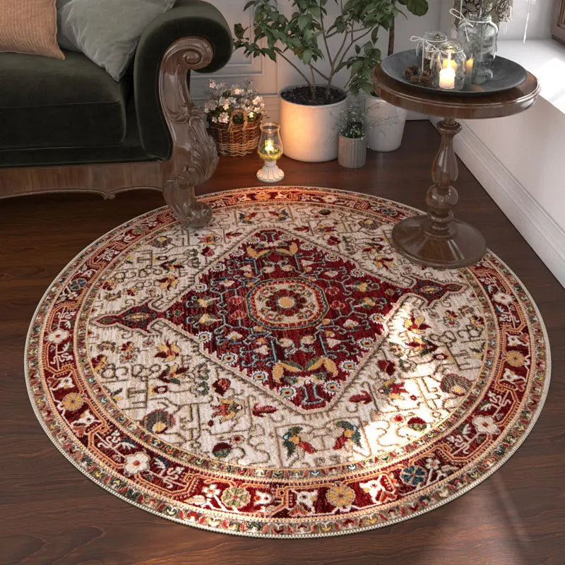 Nordic Style Bedroom Decor Round Carpet Retro American