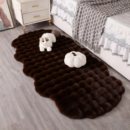 Bubble Velvet Faux Rabbit Fur Rug Ultra Soft