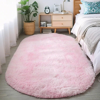 Fluffy Oval Plush Carpet Extra Soft Rug For Living Room