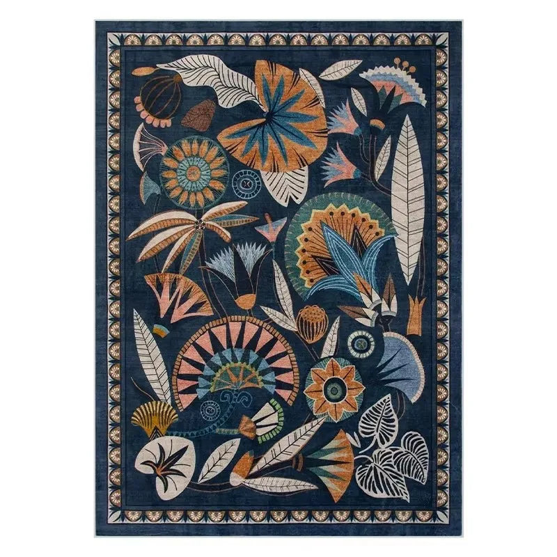 American Pastoral Style Flora Fauna Print Rugs