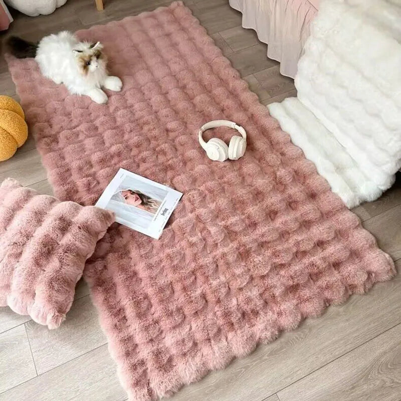 1PC Bubble Plush Faux Rabbit Fur Carpet For Home Decor