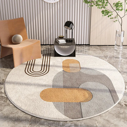 Light Luxury Lounge Round Rug Minimalist Cream Rug